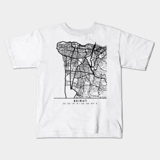 BEIRUT LEBANON BLACK CITY STREET MAP ART Kids T-Shirt